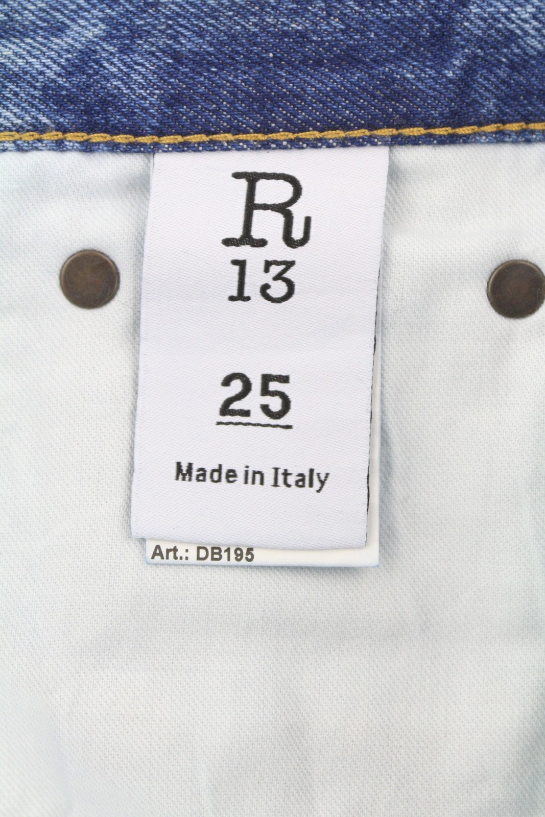 R13 Boyfriend moteriški džinsai 25 Jasper tiesaus kirpimo su ūsais ir išblukimo efektu, mėlyni PF25 