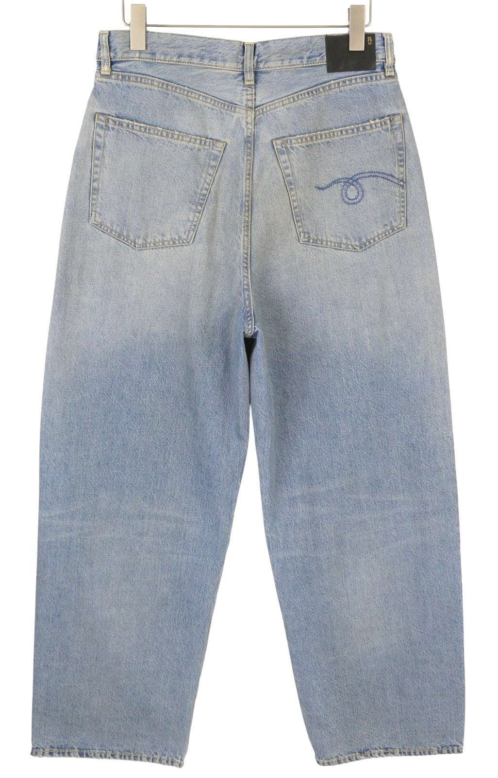 R13 Wayne moteriški džinsai su sąnariais ir keliais, 32 Merrin mėlyni, PF25 klostėmis, laisvi, RRP799 