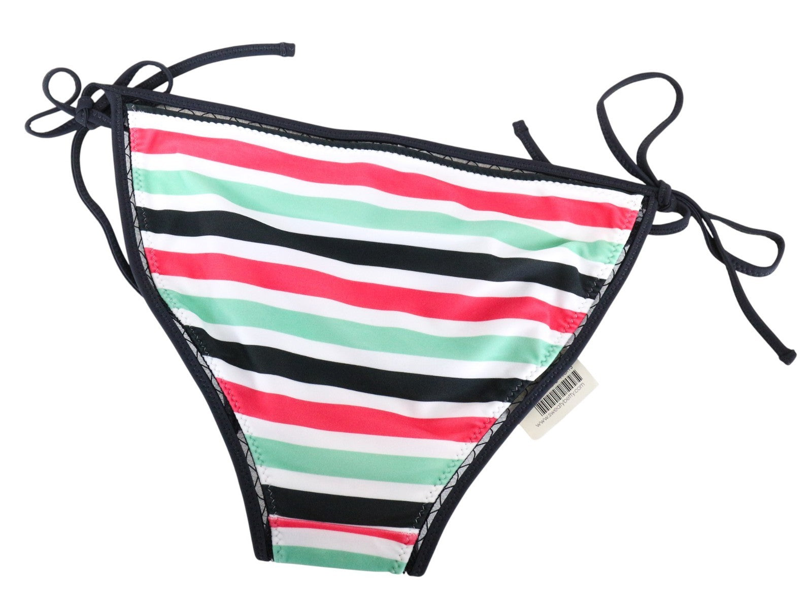 SWEATY BETTY Side Tie Women's Bikini Bottom S Stripes Low Rise Stretch Wear