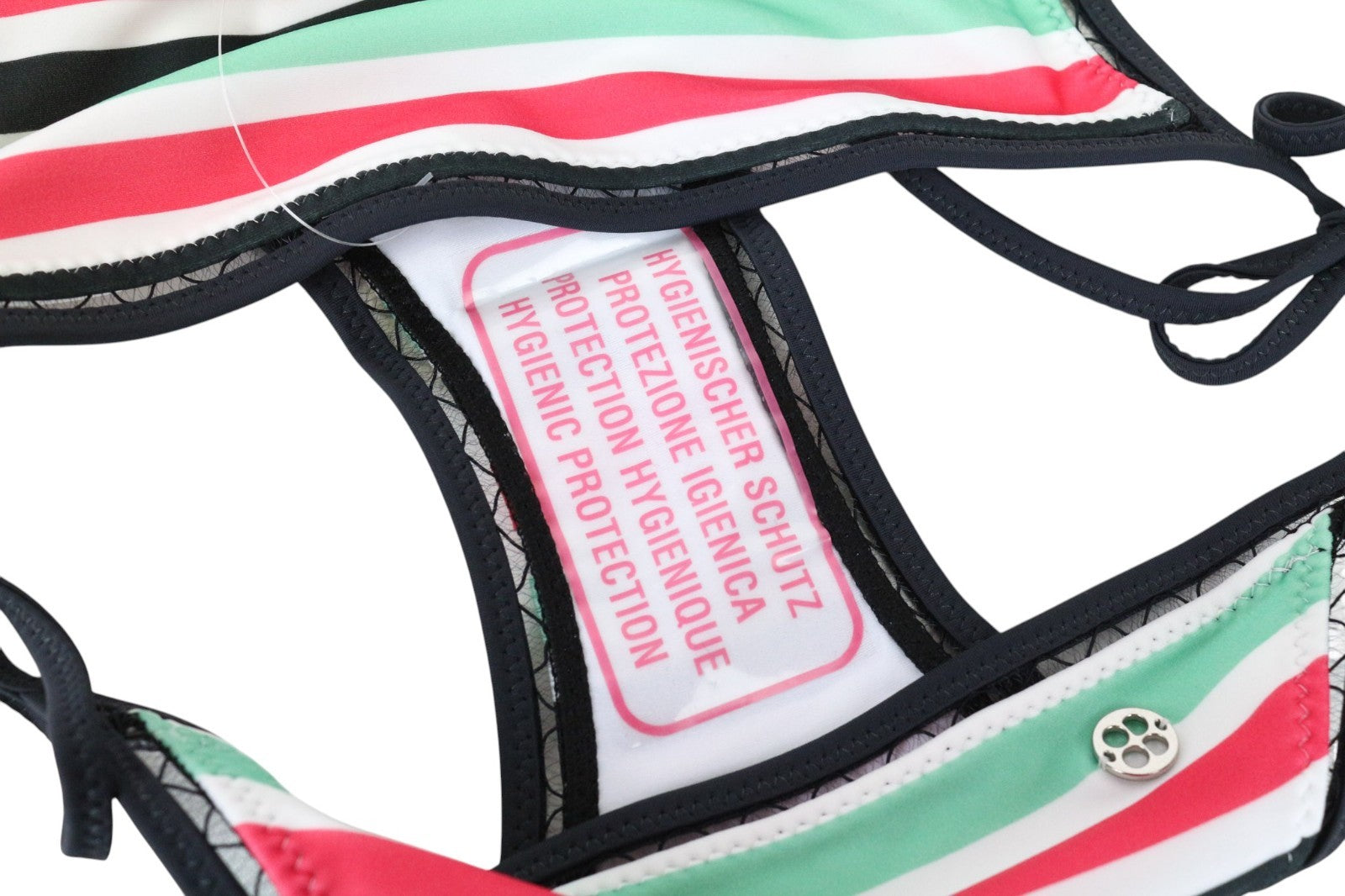 SWEATY BETTY Side Tie Women's Bikini Bottom S Stripes Low Rise Stretch Wear