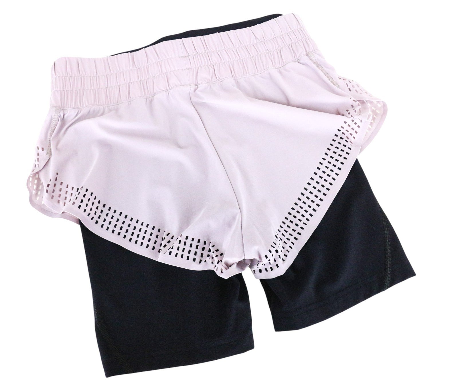 SWEATY BETTY Aerial moteriški šortai XS, violetiniai, tamprūs, lengvi, 2in1 šokių šortai 