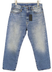 R13 Cuffed X-BF moteriški džinsai su rankogaliais, 28 Jasper Straight ūsai, išblukusi mėlyna spalva, užtrauktukas, FW25 