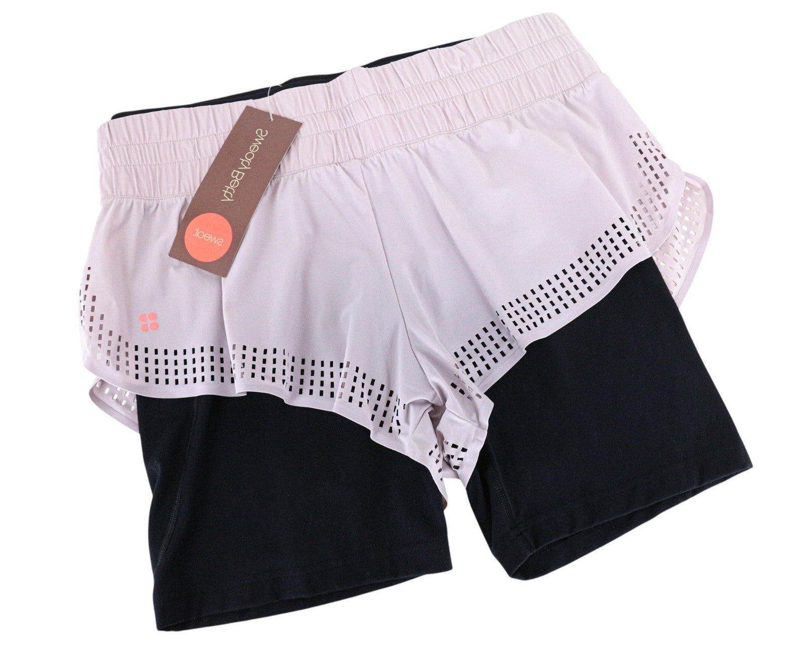 SWEATY BETTY Aerial moteriški šortai M violetiniai, tamprūs, šokių 2in1, lengvi 