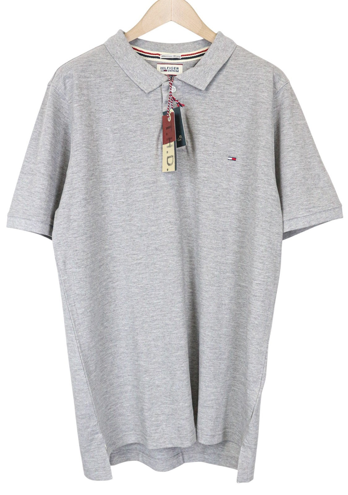 TOMMY HILFIGER DENIM Men's Polo Shirt 2XL Grey Cotton Casual Short Sleeve