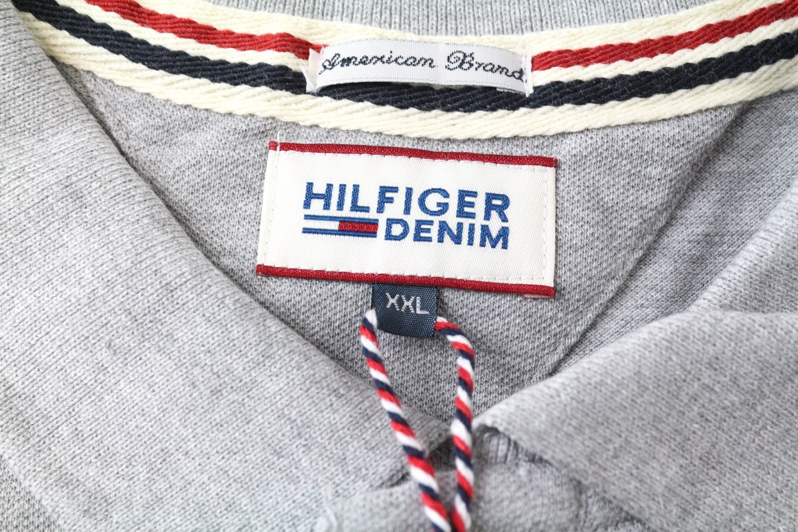 TOMMY HILFIGER DENIM Men's Polo Shirt 2XL Grey Cotton Casual Short Sleeve