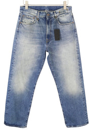 R13 Cuffed X-BF moteriški džinsai su rankogaliais 27 Jasper Straight Fit Ūsai Išblukusi mėlyna PF25 