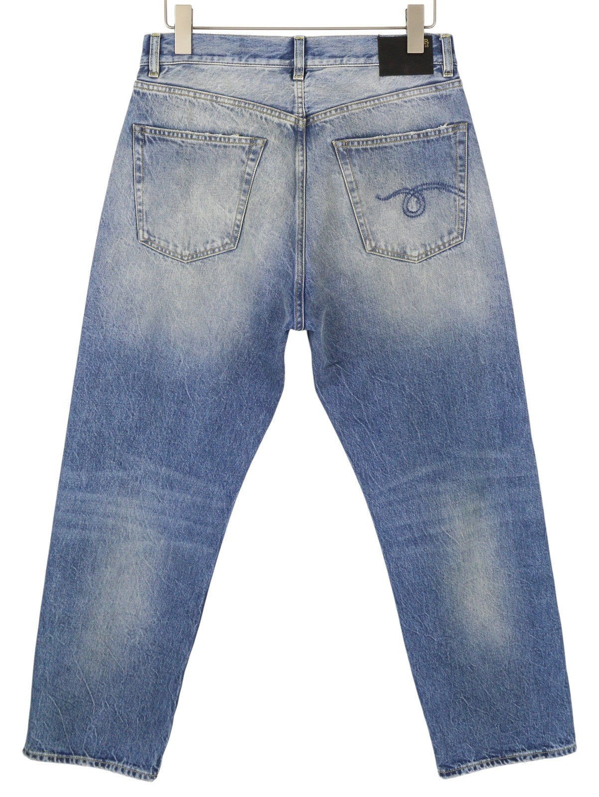 R13 Cuffed X-BF moteriški džinsai su rankogaliais 27 Jasper Straight Fit Ūsai Išblukusi mėlyna PF25 