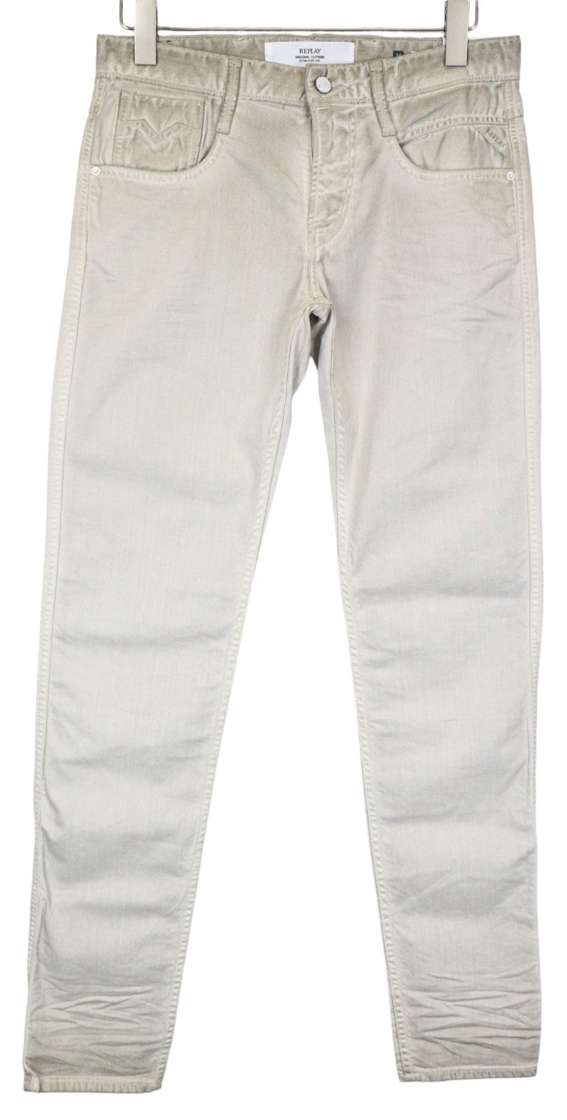 REPLAY Anbass vyriški džinsai W30 L34 pilki, ploni, tamprūs, sendinto skalbimo medvilniniai džinsai
