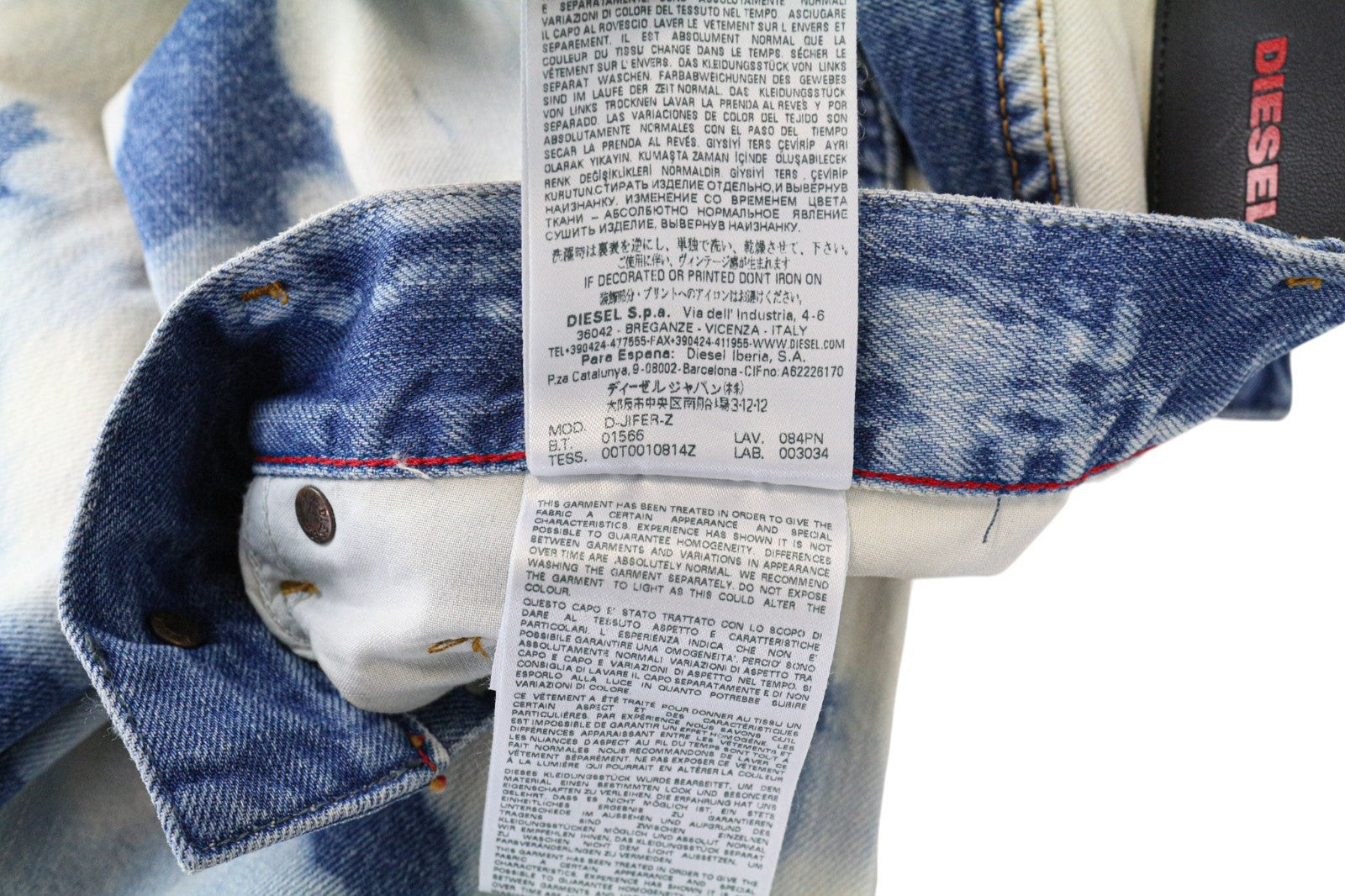 DIESEL D-Jifer-Z 084PN Men's Jeans W30 Slim Fit Blue Cotton Tapered Bleach