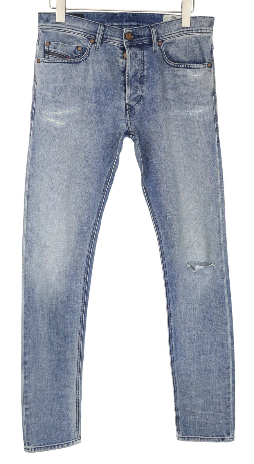 DIESEL Tepphar 084VI vyriški džinsai W30 L32 Slim Carrot Fit mėlyni skalbti tamprūs džinsai 