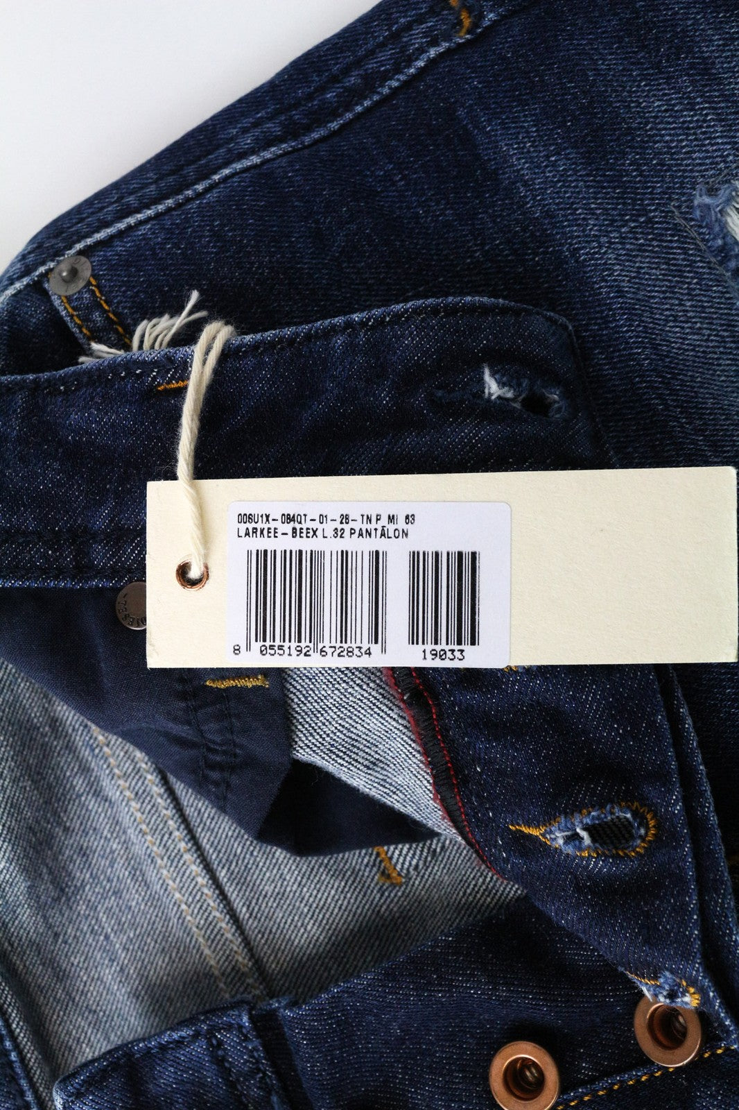 DIESEL Larkee-Beex 084QT Men's Jeans W28 L32 Regular Fit Blue Cotton Stretch