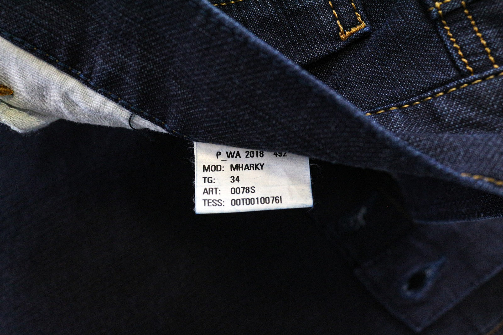 DIESEL Mharky 0078S Men's Jeans W34 Slim Fit Dark Blue 5-Pocket Cotton Casual