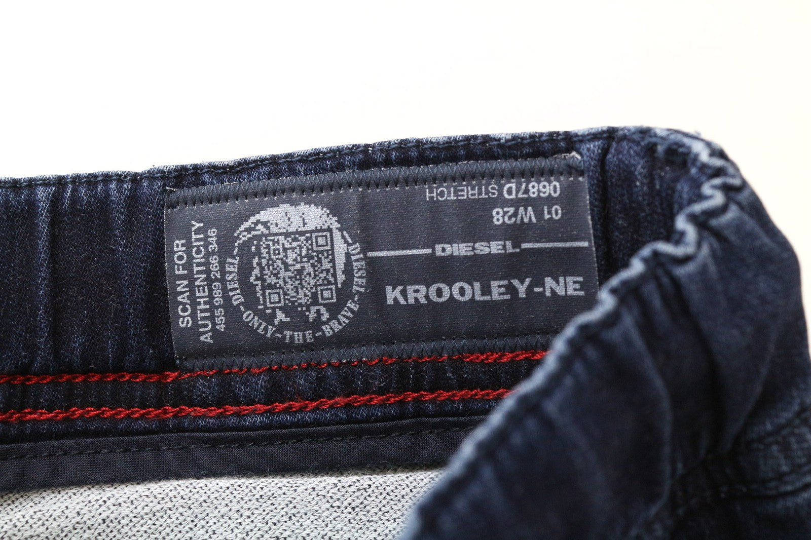 DIESEL Krooley-NE 0687D vyriški džinsai W28 Slim Carrot Sweat Jogg mėlyni tamprūs 