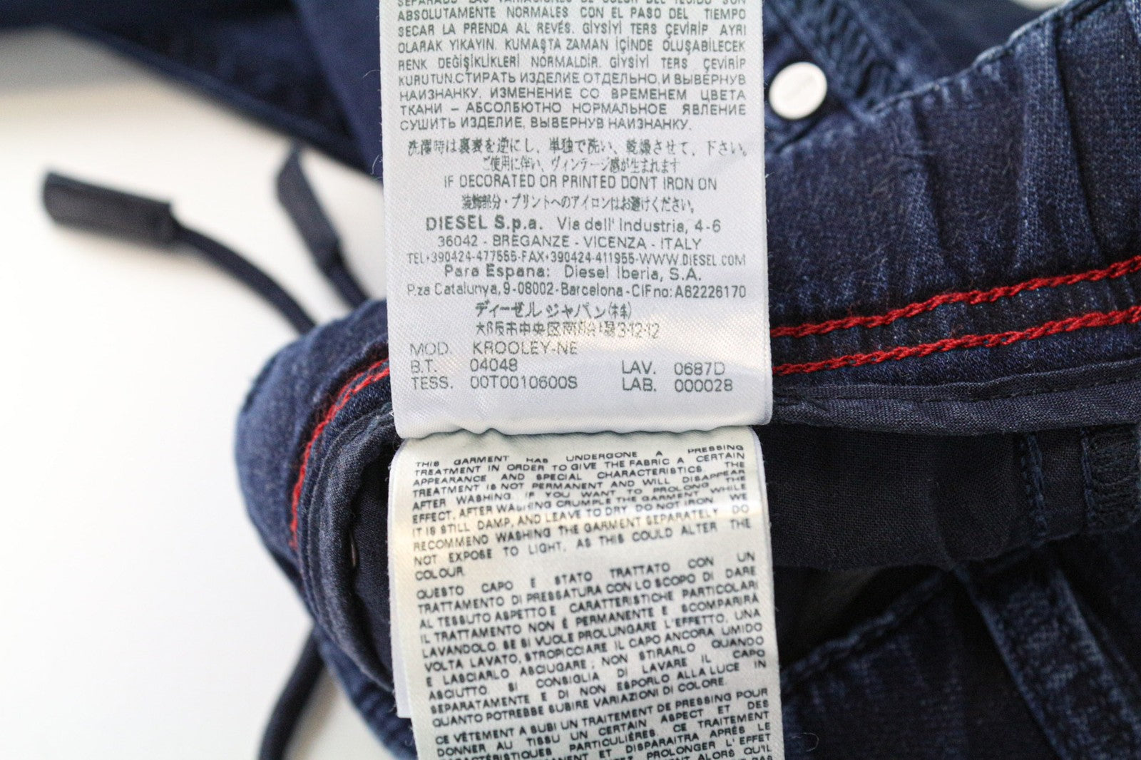 DIESEL Krooley-NE 0687D vyriški džinsai W28 Slim Carrot Sweat Jogg mėlyni tamprūs 