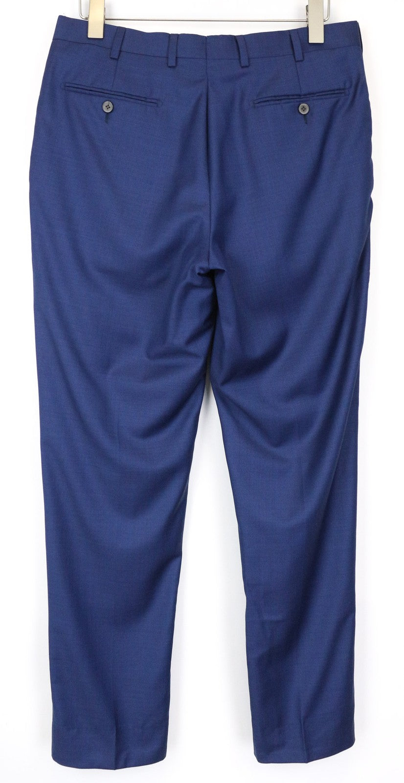 SUITSUPPLY Brescia vyriškos kelnės UK40L klostuotos mėlynos vilnonės klasikinės kelnės su pamušalu 