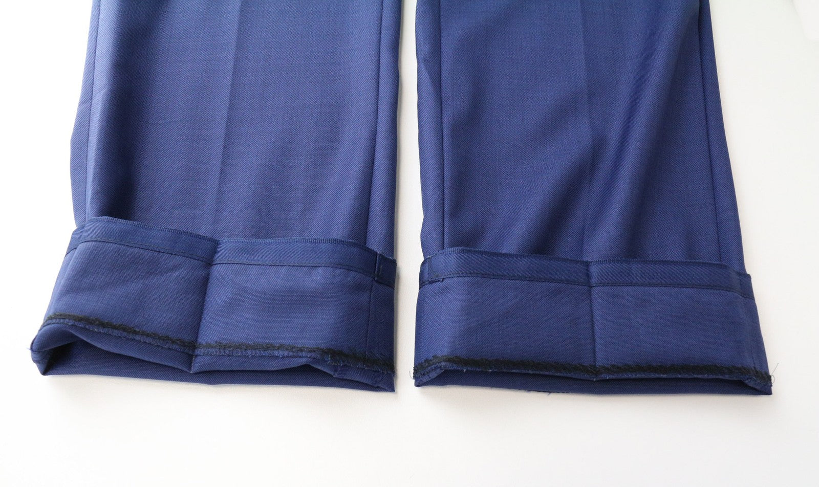 SUITSUPPLY Brescia vyriškos kelnės UK40L klostuotos mėlynos vilnonės klasikinės kelnės su pamušalu 