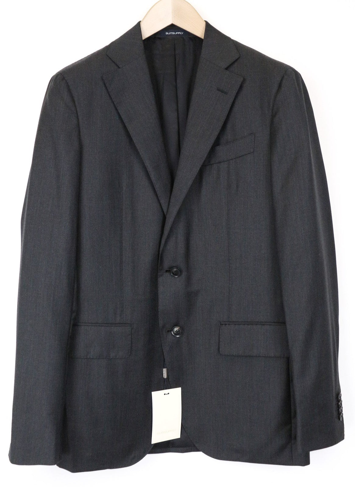 SUITSUPPLY vyriškas švarkas, UK34, tamsiai pilkas, grynos vilnos, vieneilis, klasikinis 