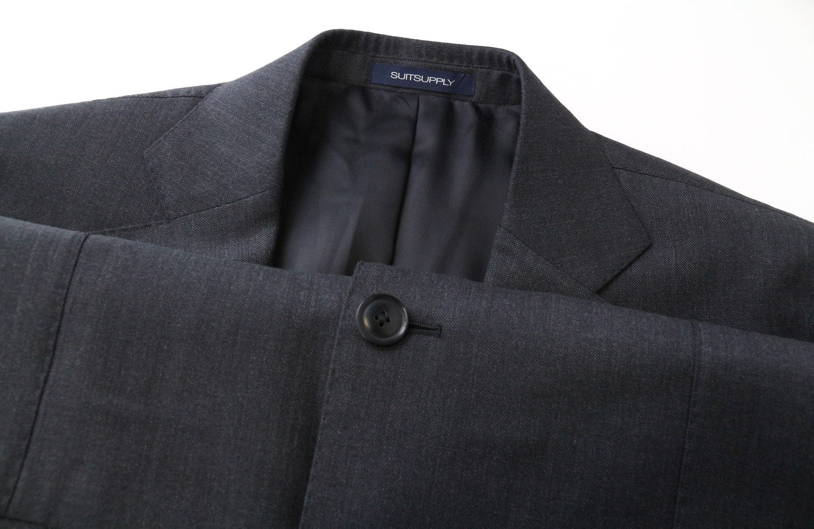 SUITSUPPLY vyriškas švarkas, UK34, tamsiai pilkas, grynos vilnos, vieneilis, klasikinis 