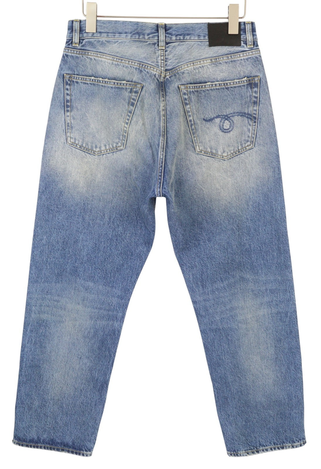 R13 Cuffed X-BF moteriški džinsai su rankogaliais 27 Jasper tiesaus kirpimo blukintos mėlynos spalvos džinsinis kelnės su užtrauktuku PF25 