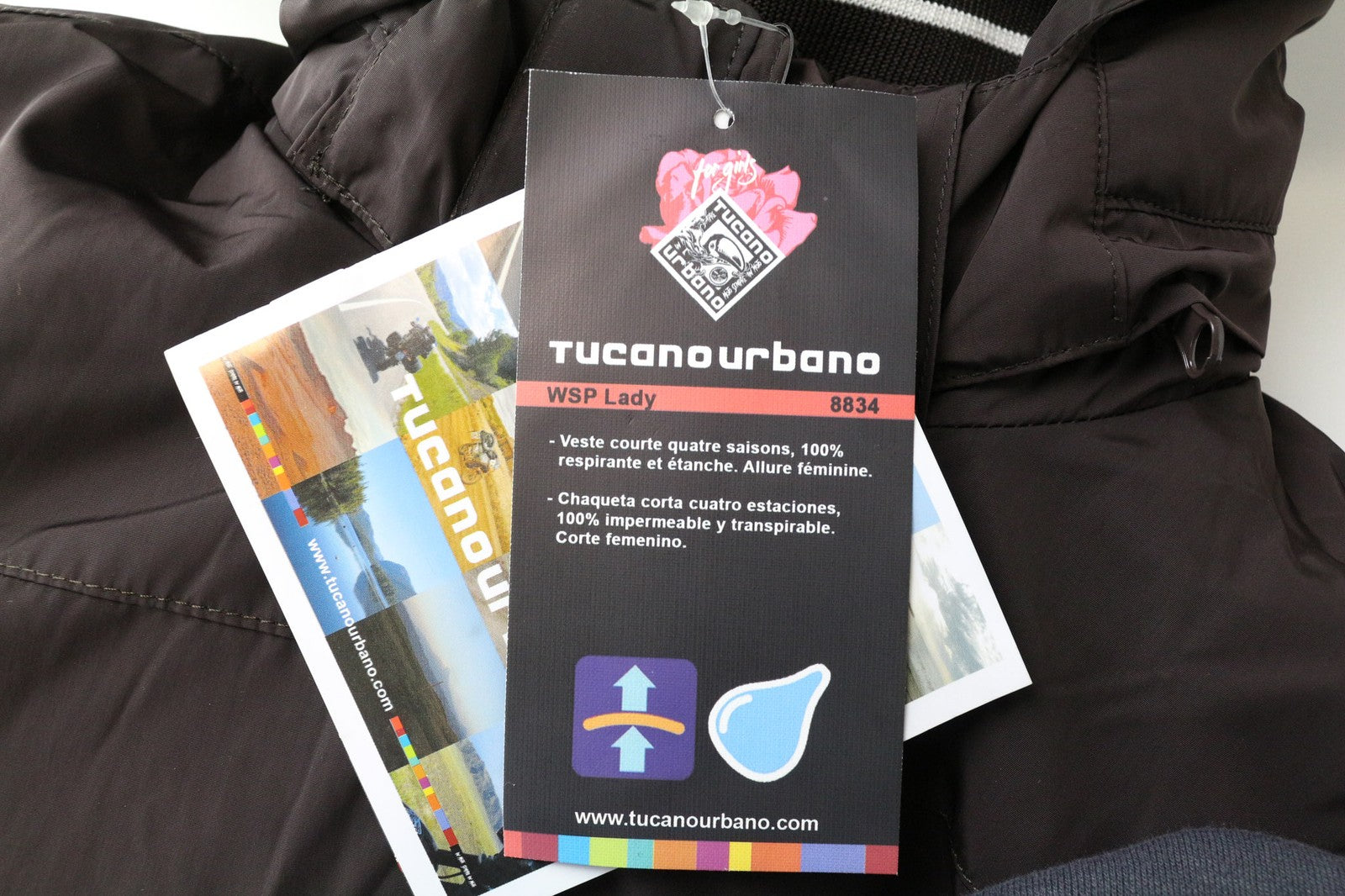 TUCANO URBANO WSP moteriška moteriška striukė IT42 ruda motociklininko striukė su gobtuvu ir vandeniui atspariu užtrauktuku