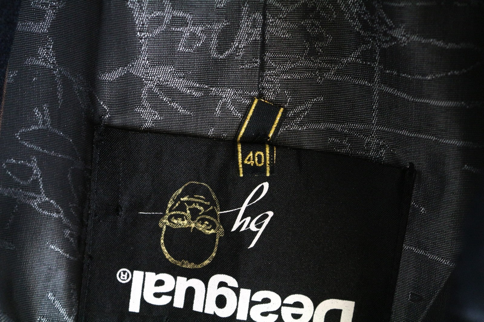 DESIGUAL moteriškas paltas IT40 tamsiai mėlynas languotas vilnos ir medvilnės mišinio vieneilis paltas 