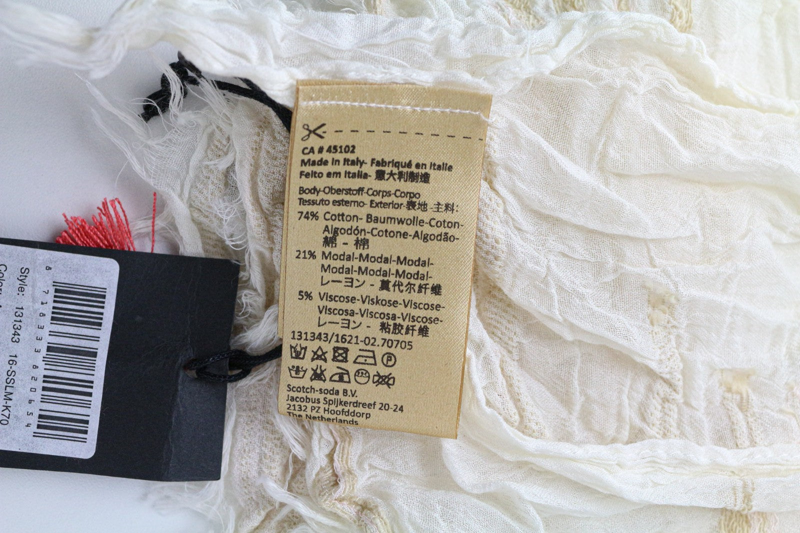 MAISON SCOTCH moteriškas šalikas OS smėlio spalvos medvilnės mišinio vasarinis, lengvas, laisvalaikio stiliaus 