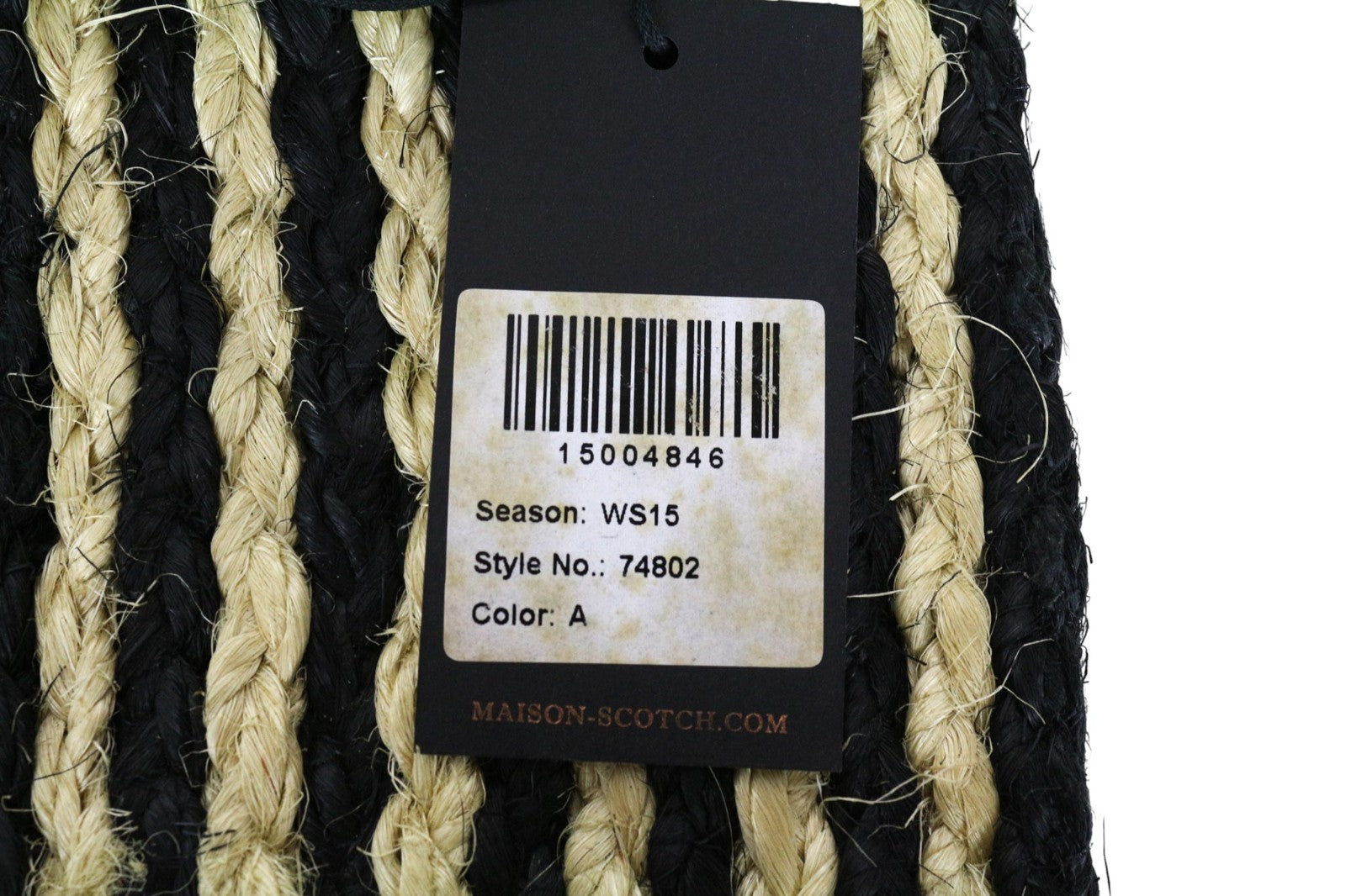 MAISON SCOTCH moteriškas krepšys OS rudos spalvos šiaudų rašto pintinė dryžuota vasarinė delninė 