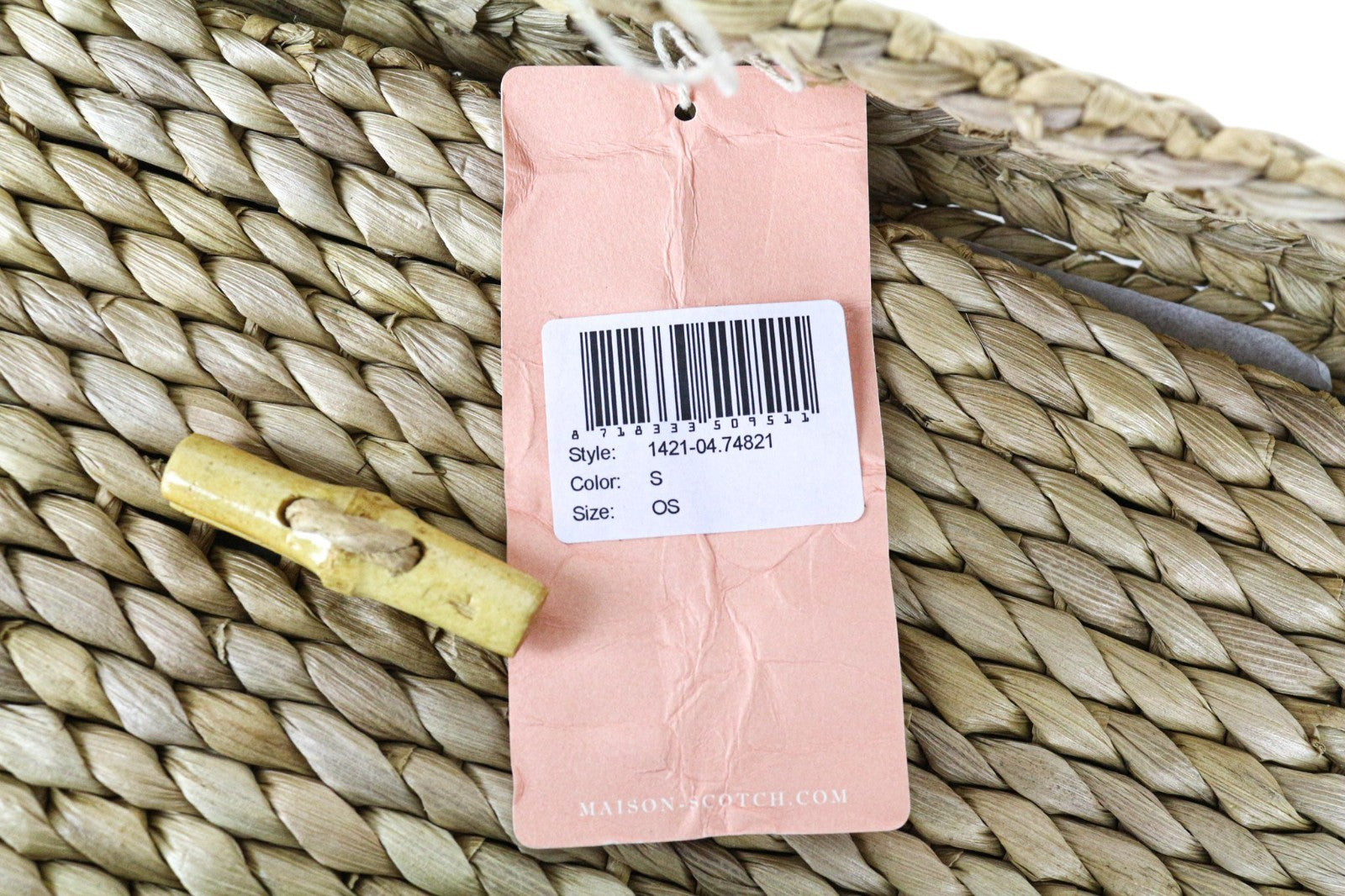 MAISON SCOTCH moteriška delninė-rankinė OS ruda 100 % šiaudų pinta vasarinė rankinė 