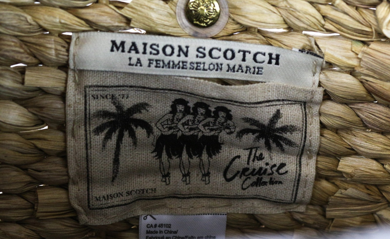 MAISON SCOTCH moteriška delninė-rankinė OS ruda 100 % šiaudų pinta vasarinė rankinė 