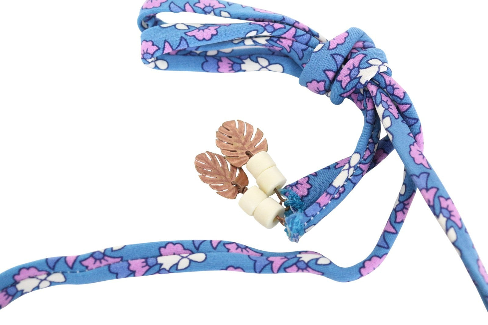 MAISON SCOTCH Women's Swim Top XS/S Blue Pattern Triangle Tied Bikini Swim