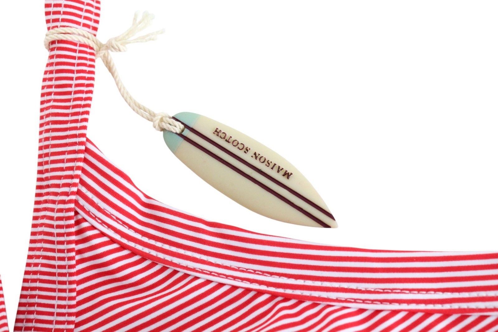 MAISON SCOTCH moteriškas vientisas maudymosi kostiumėlis S raudonas baltas dryžuotas su petnešėlėmis 