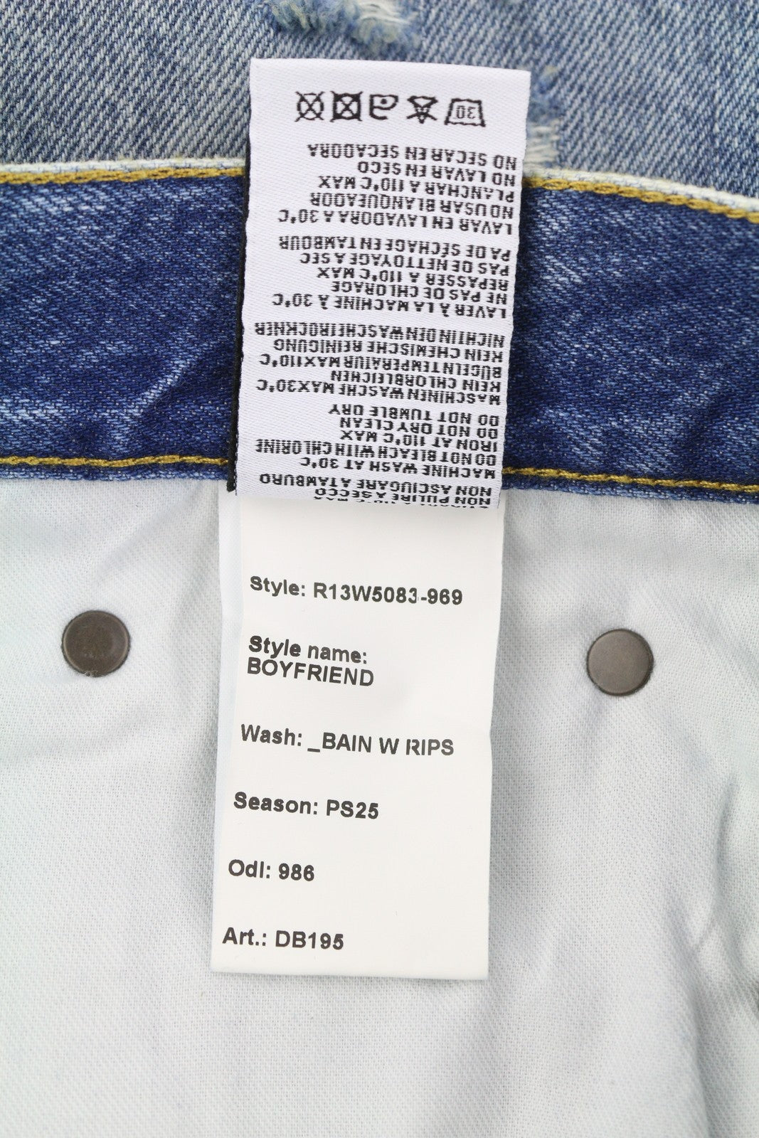 R13 Boyfriend moteriški džinsai 28 Bain W Rips Distress Cropped Faded PS25 RRP599 