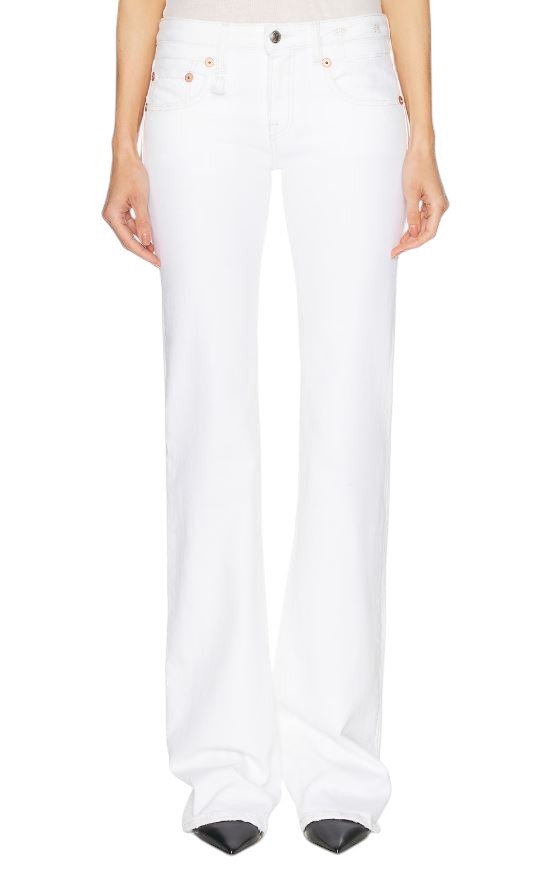 R13 Boy Flare Women Jeans 25 Aerin White Stretch Bootcut Fit Zip Fly Light SS25