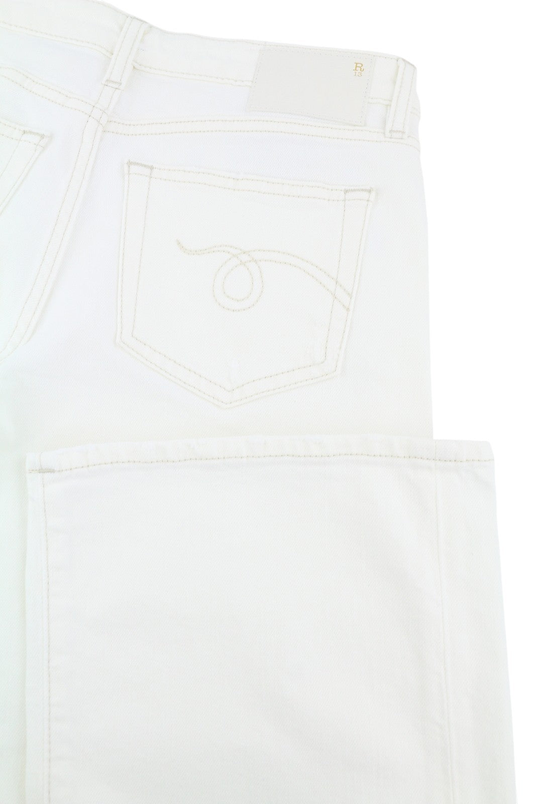 R13 Boy Flare Women Jeans 25 Aerin White Stretch Bootcut Fit Zip Fly Light SS25