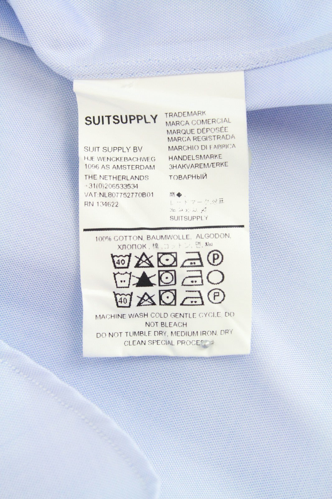 SUITSUPPLY Men's Formal Shirt 43/17 Blue Cotton Extra Slim Fit Classic Pure Slim