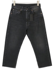 R13 X-BF Women Jeans 24 Black Garment Dyed Moleskin Faded Cropped Ankle FW25