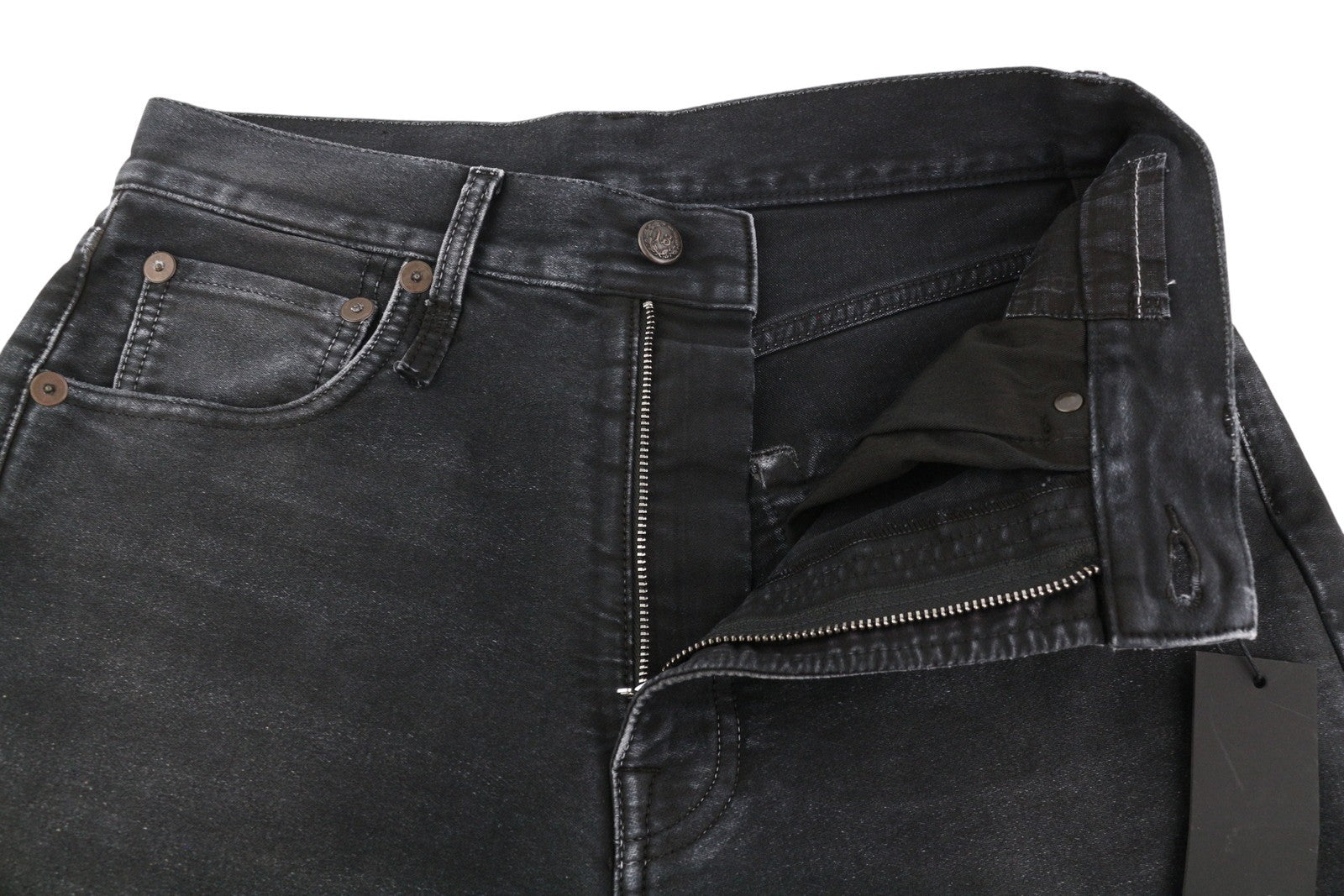 R13 X-BF Women Jeans 24 Black Garment Dyed Moleskin Faded Cropped Ankle FW25