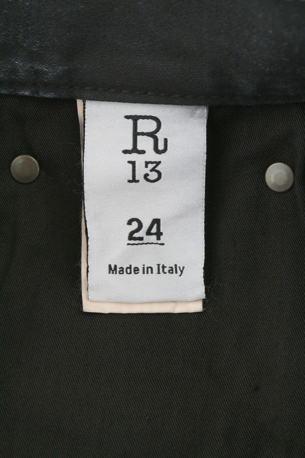 R13 X-BF Women Jeans 24 Black Garment Dyed Moleskin Faded Cropped Ankle FW25