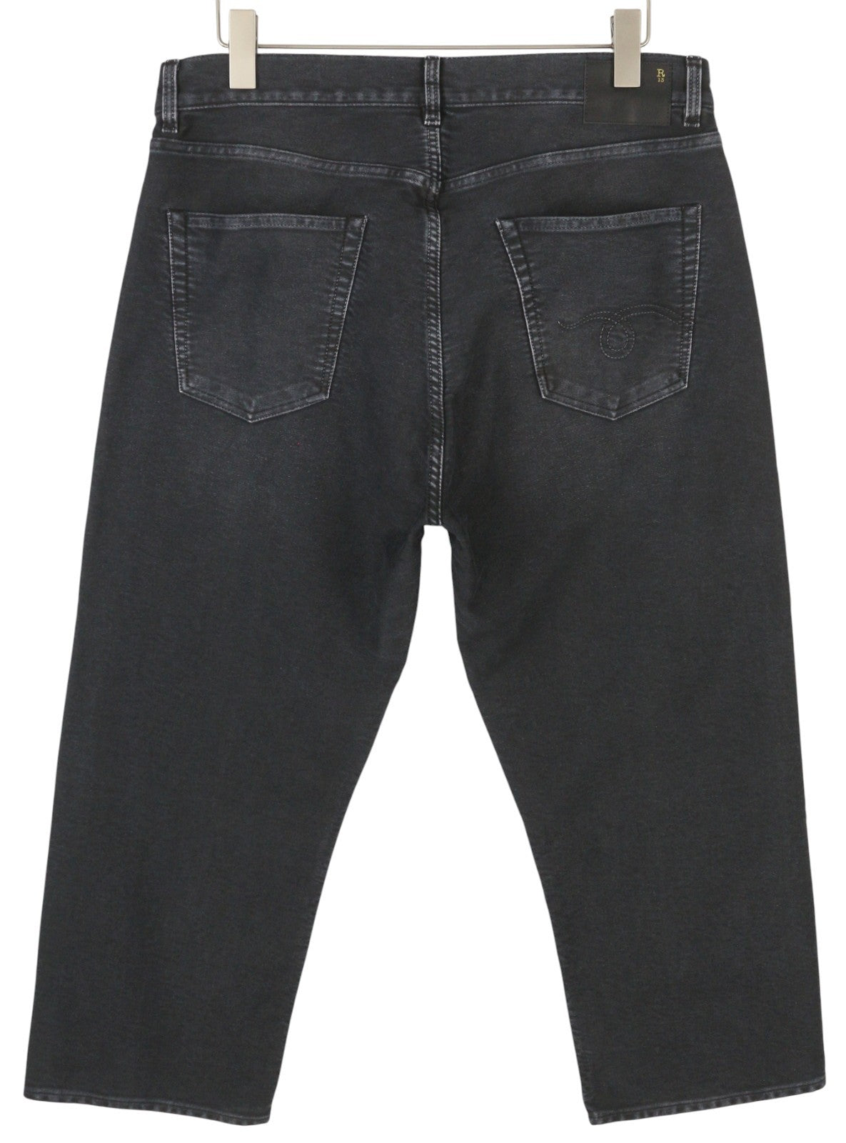 R13 X-BF moteriški džinsai, 30 dydžio, juodi, dažyti moleskino imitacijos, išblukinti, trumpinti iki kulkšnies, FW25 