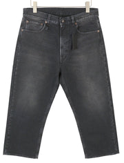 R13 X-BF moteriški džinsai, 29, juodi, dažyti moleskino imitacijos, išblukinti, trumpinti iki kulkšnies, FW25 