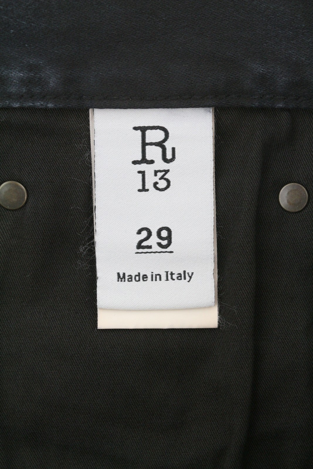 R13 X-BF moteriški džinsai, 29, juodi, dažyti moleskino imitacijos, išblukinti, trumpinti iki kulkšnies, FW25 