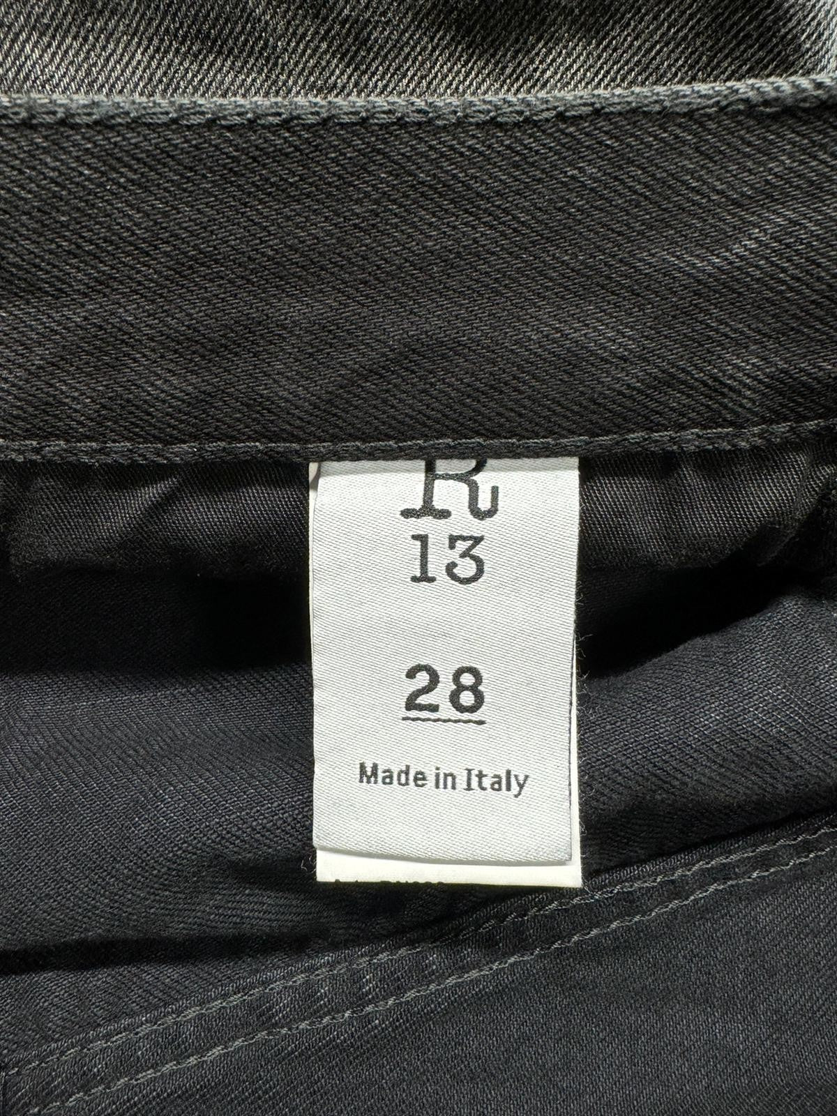 R13 Cuffed X-BF moteriški džinsai 28 Phantom Selvedge Black Limited Edition Faded FW25 