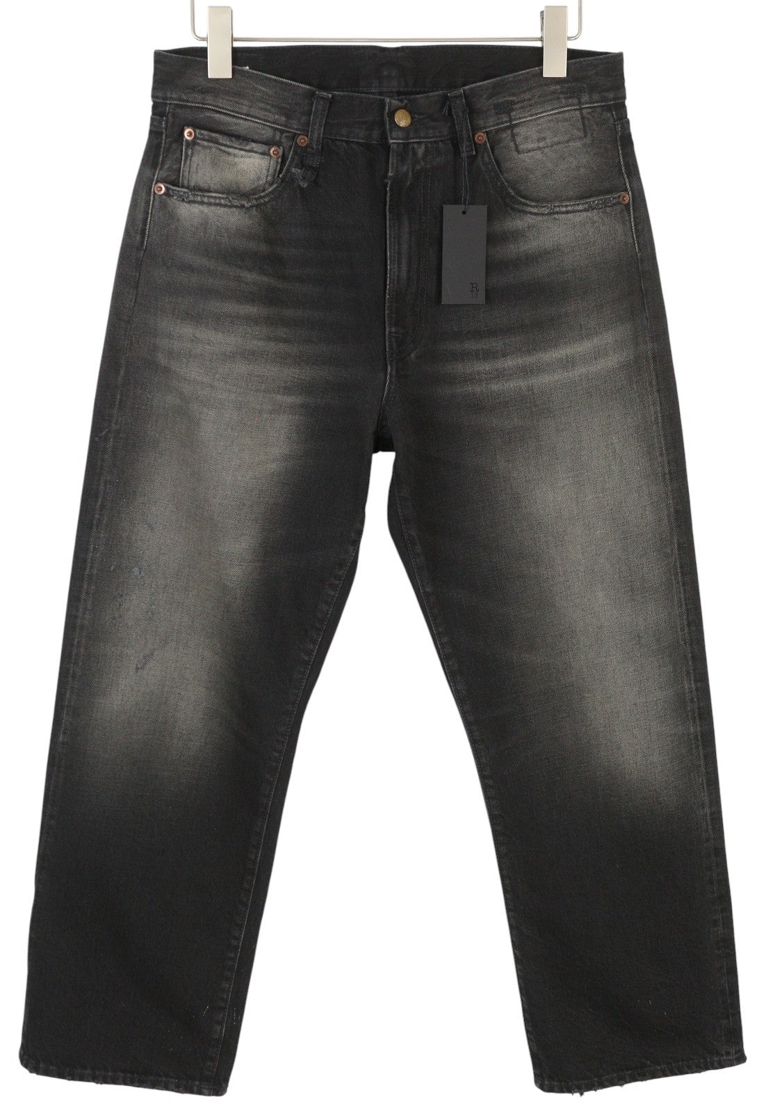 R13 Cuffed X-BF moteriški džinsai 28 Phantom Selvedge Black Limited Edition Faded FW25 