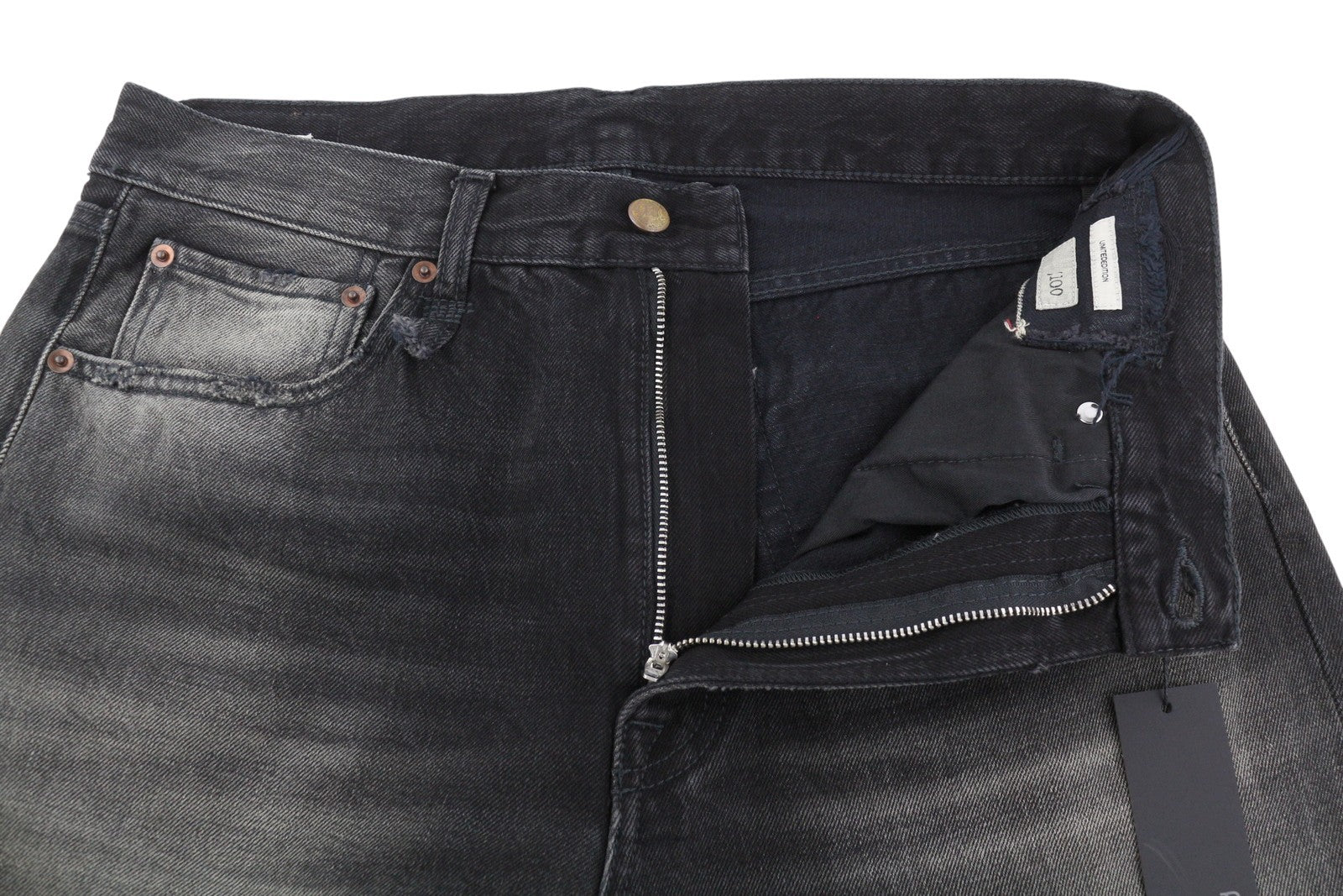 R13 Cuffed X-BF moteriški džinsai 28 Phantom Selvedge Black Limited Edition Faded FW25 