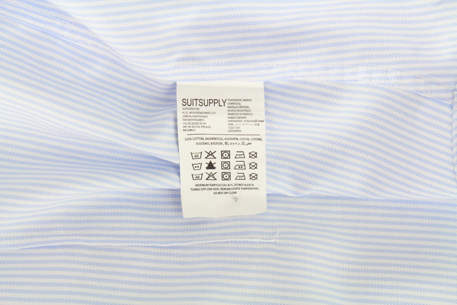 SUITSUPPLY Men's Formal Shirt 40L/15.75L Blue Striped Cotton Extra Slim Cutaway