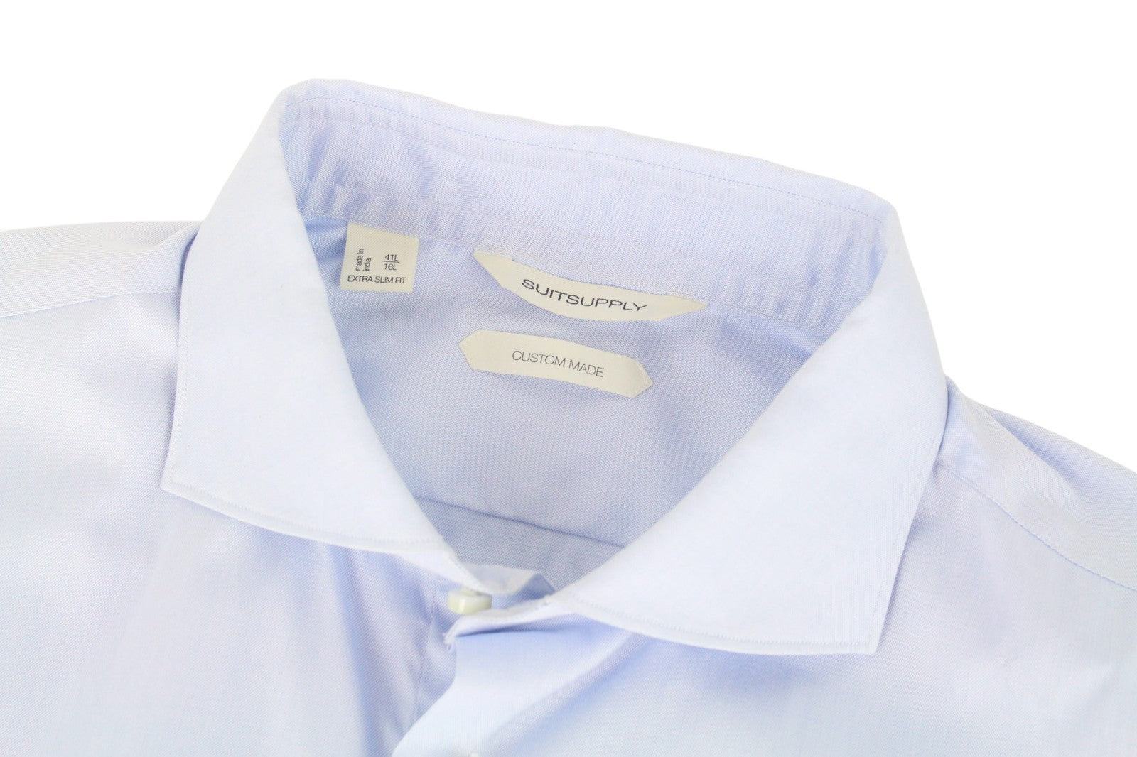 SUITSUPPLY Men's Formal Shirt 41L/16L Blue Cutaway Extra Slim Pure Cotton Formal