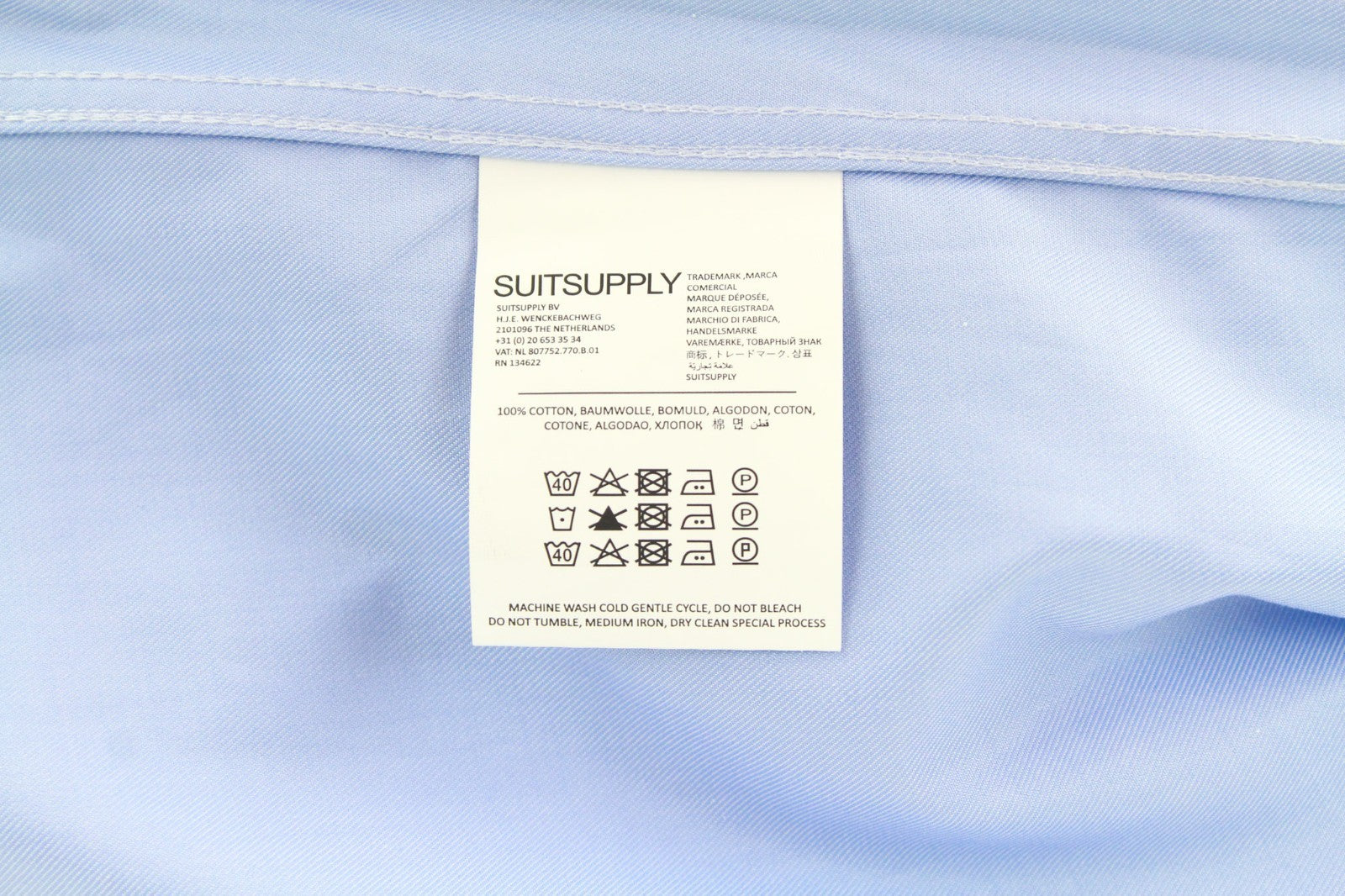 „SUITSUPPLY“ vyriški formalūs marškinėliai, 38 l, šviesiai mėlyni, priglundantys, grynos medvilnės, dryžuoti. 