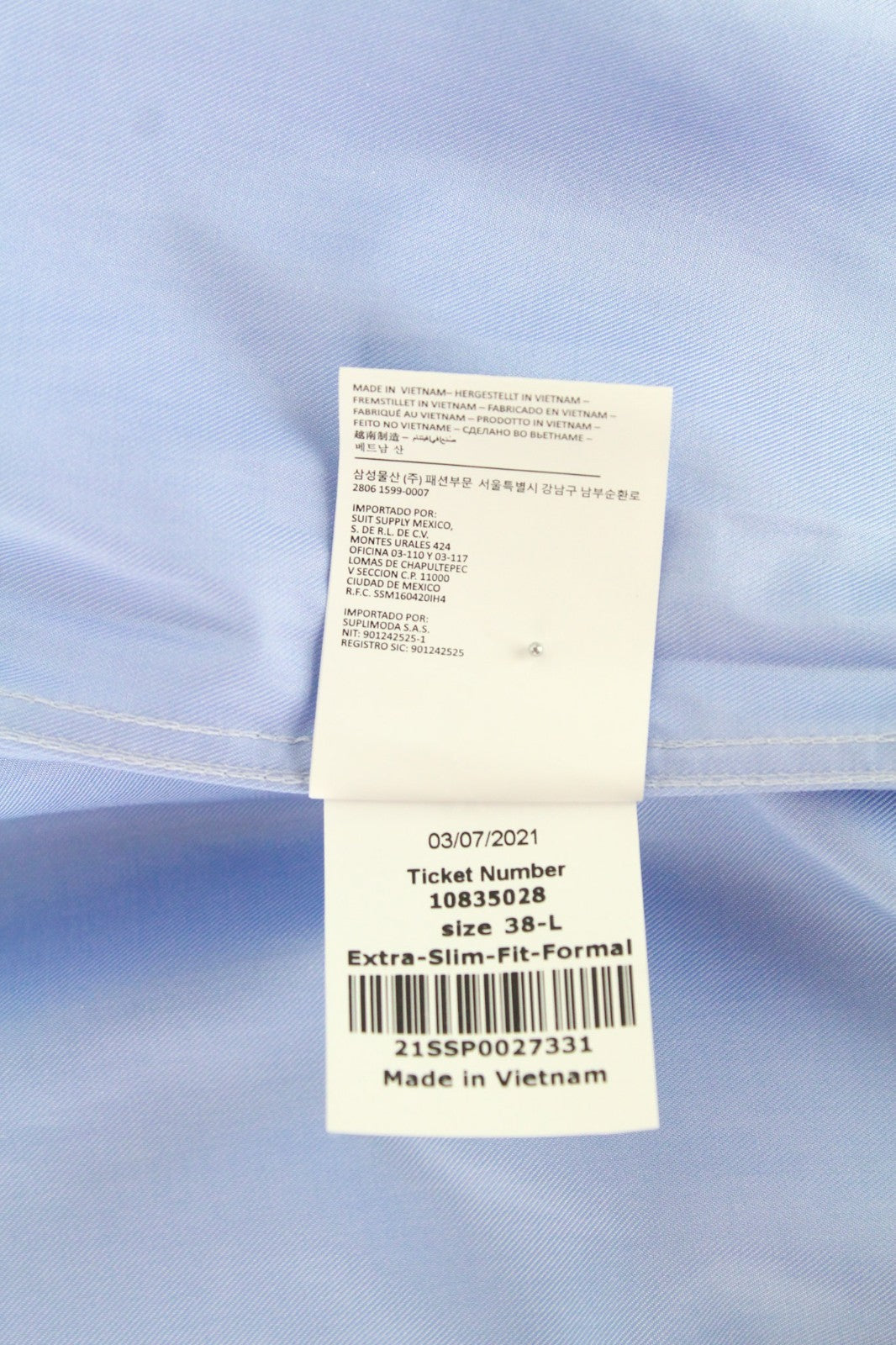 „SUITSUPPLY“ vyriški formalūs marškinėliai, 38 l, šviesiai mėlyni, priglundantys, grynos medvilnės, dryžuoti. 