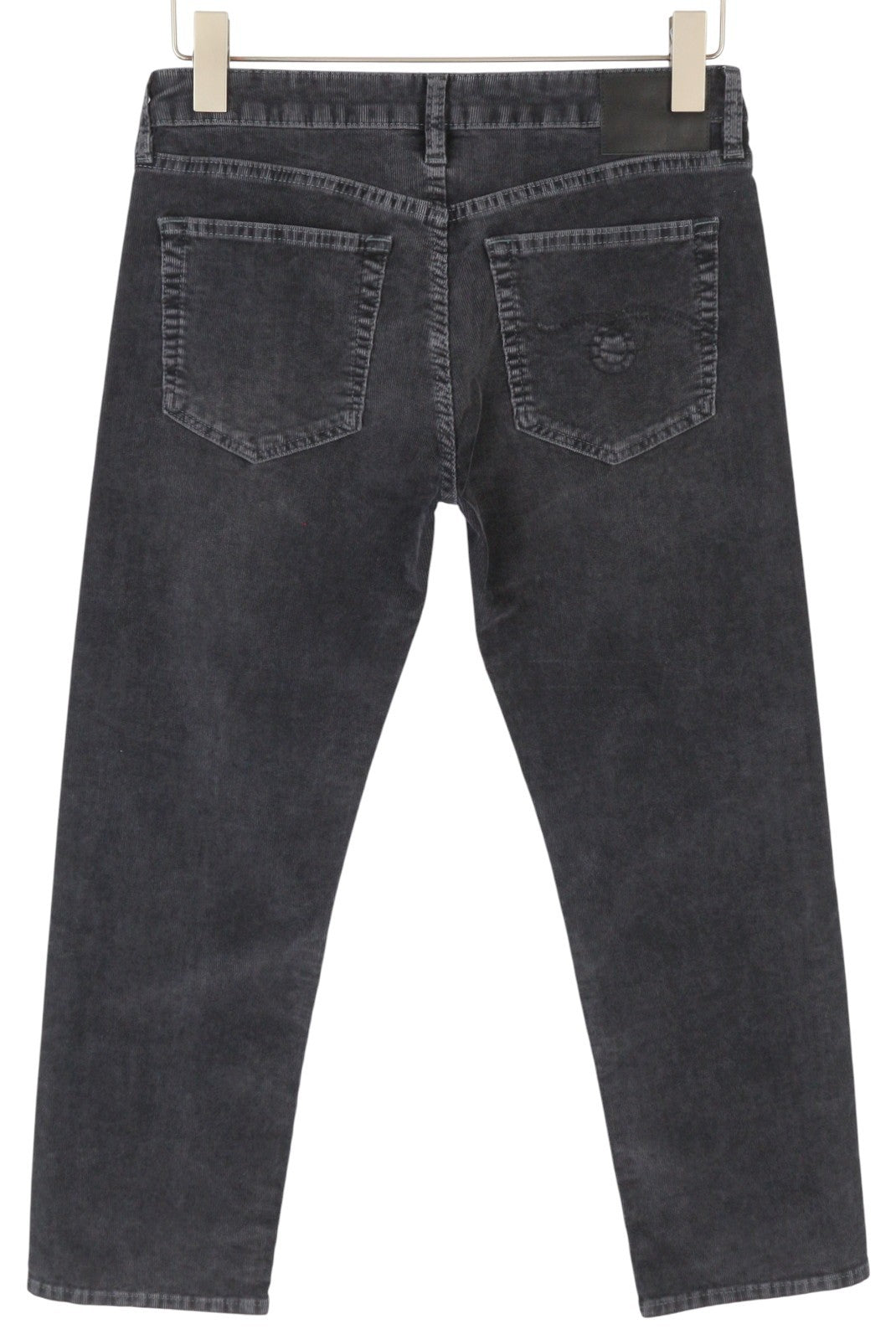 R13 berniukiškos tiesios moteriškos kelnės 26 obsidiano spalvos su tampria virvele, trumpintos, išblukintos, FW25 