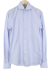 SUITSUPPLY Men's Formal Shirt 38.7/15L Blue Striped Cotton Extra Slim Fit Formal